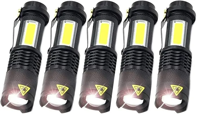 MODOAO COB LED Flashlights,Ultra Bright 4 Modes Mini Handheld Torch,Waterproof Pocket Lights for Emergency and Outdoor and Camping Use(5 Pack)