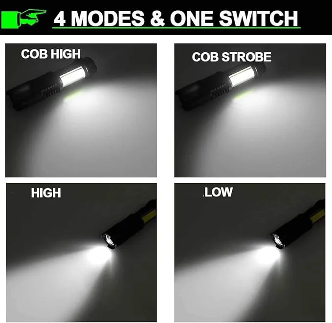MODOAO COB LED Flashlights,Ultra Bright 4 Modes Mini Handheld Torch,Waterproof Pocket Lights Handheld Flashlight (10 Pack)