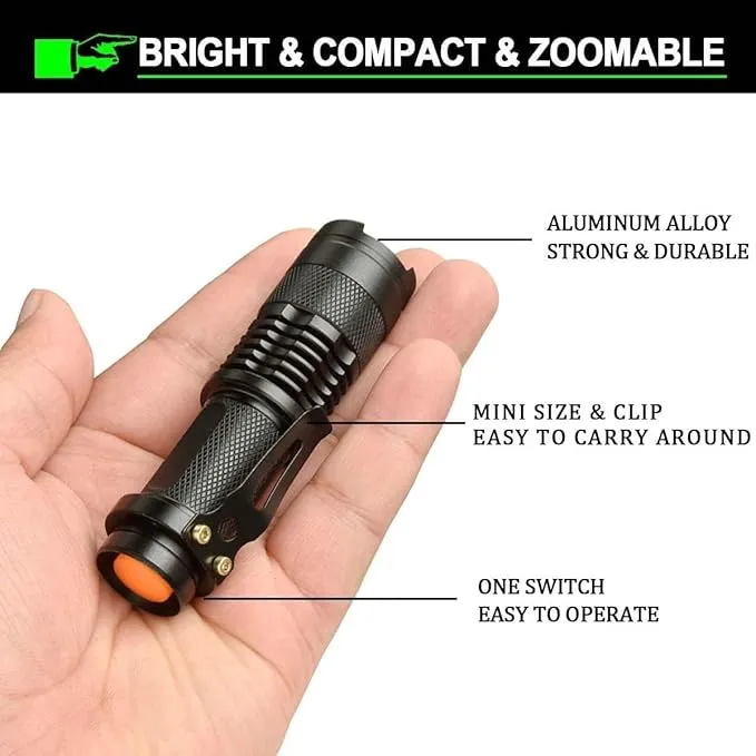 MODOAO COB LED Flashlights,Ultra Bright 4 Modes Mini Handheld Torch,Waterproof Pocket Lights Handheld Flashlight (10 Pack)