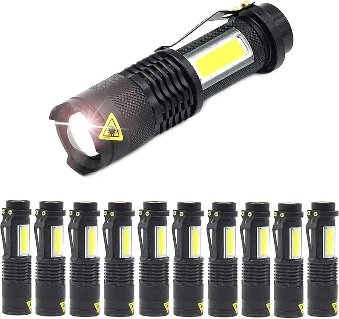 MODOAO COB LED Flashlights,Ultra Bright 4 Modes Mini Handheld Torch,Waterproof Pocket Lights Handheld Flashlight (10 Pack)