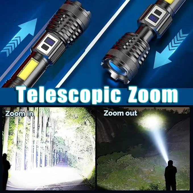 MODOAO LED Flashlights - High Lumens Camping Flashlights with COB Sidelight, Zoomable Beam - Powerful and Bright for Outdoor Use (1 Pack)