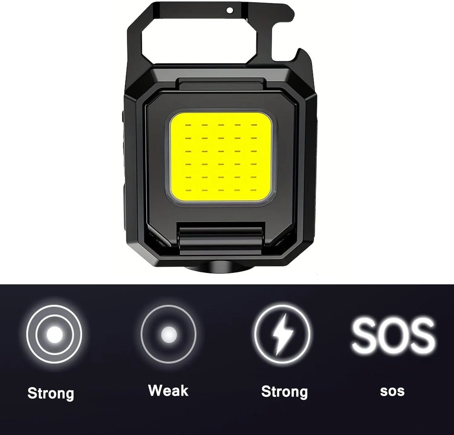 MODOAO LED Keychain Flashlights, COB Work Light Rotatable Rechargeable, Mini LED Flash Light, Adjustable Brightness, Super Bright Flashlight for Camping,Walking,Emergency and Outdoors (1 Pack)