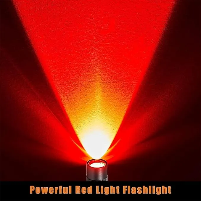 MODOAO Red Light Flashlight, 3 Modes Red Led Flashlight, Focus Zoomable,Use in Night Observation and Outdoor Activities for Camping, Hiking, Night Vision (10)