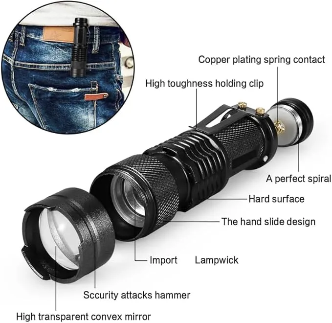 MODOAO Red Light Flashlight, 3 Modes Red Led Flashlight, Focus Zoomable,Use in Night Observation and Outdoor Activities for Camping, Hiking, Night Vision (10)