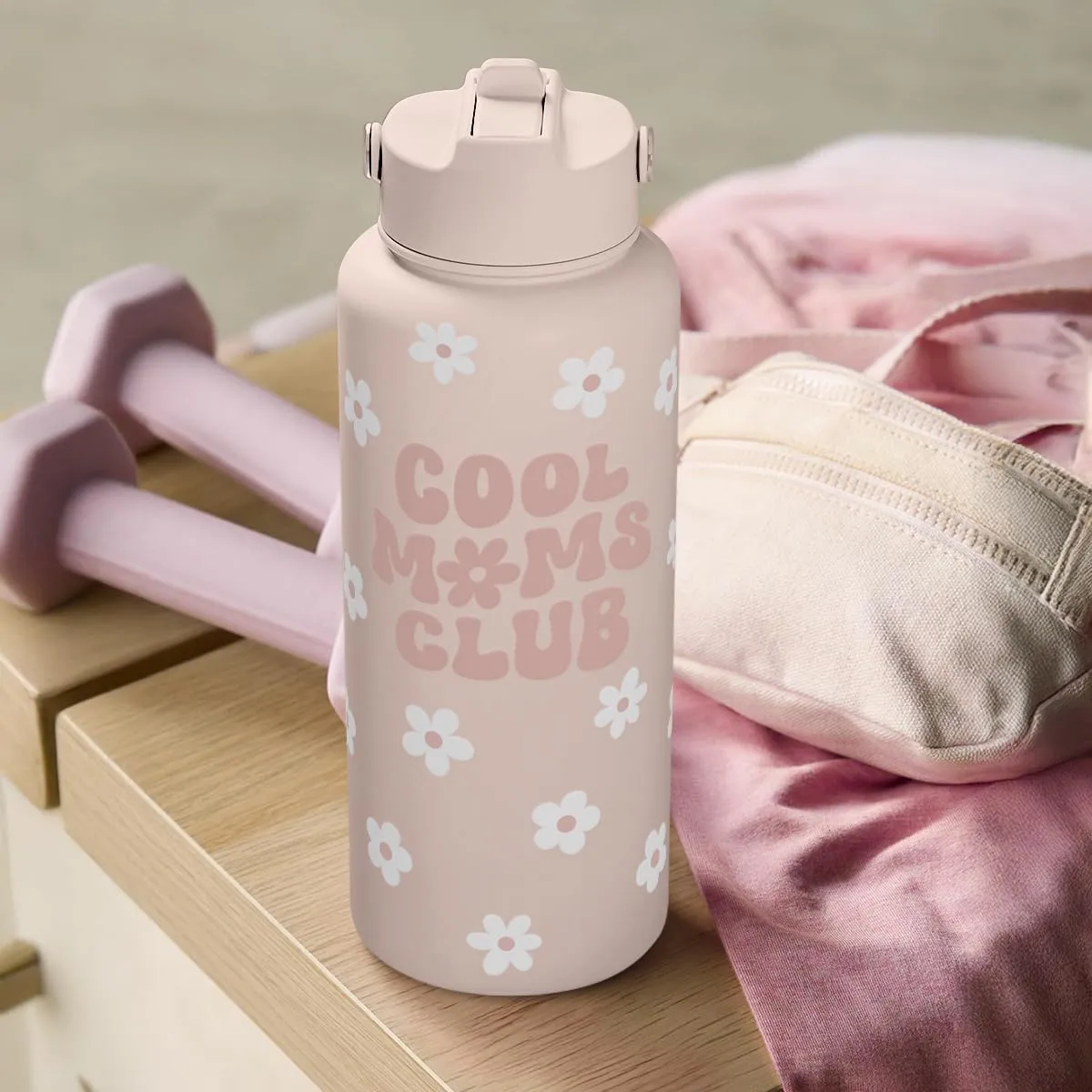 Mom Water Bottle, Cool Moms Club Bottles 32oz Stainless Steel Insulated with Lid, Mom Gifts from Daughter Son, Gifts for Mother's Day Christmas Birthday