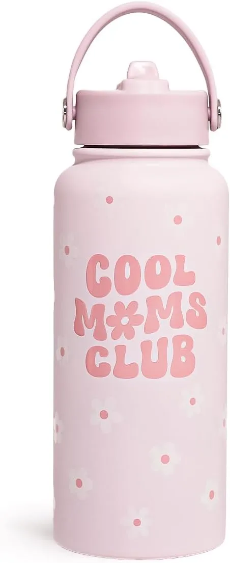 Mom Water Bottle, Cool Moms Club Bottles 32oz Stainless Steel Insulated with Lid, Mom Gifts from Daughter Son, Gifts for Mother's Day Christmas Birthday