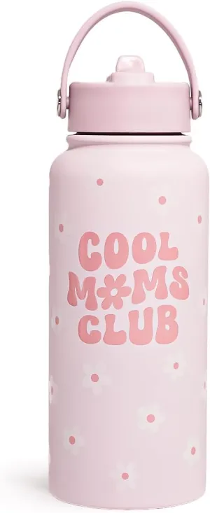 Mom Water Bottle, Cool Moms Club Bottles 32oz Stainless Steel Insulated with Lid, Mom Gifts from Daughter Son, Gifts for Mother's Day Christmas Birthday