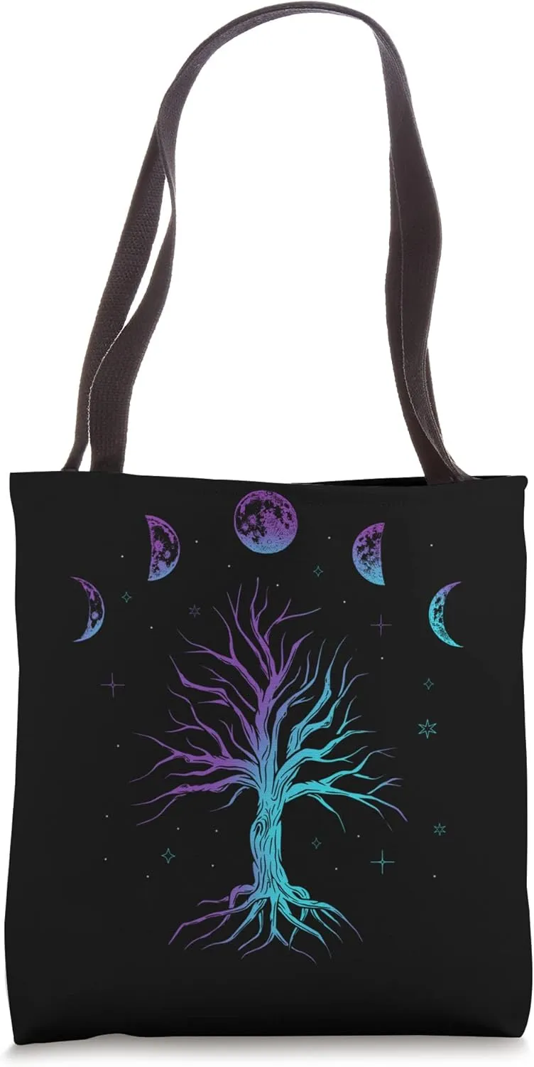 Moon Phases Tree of Life - Viking Pagan Wicca Tote Bag