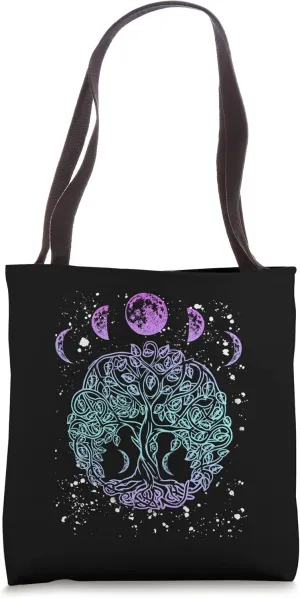 Moon Phases Tree of Life - Viking Pagan Wicca Tote Bag