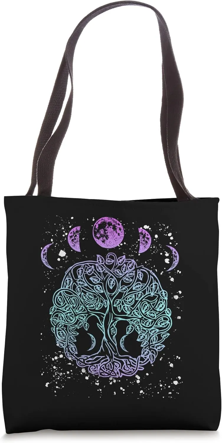 Moon Phases Tree of Life - Viking Pagan Wicca Tote Bag