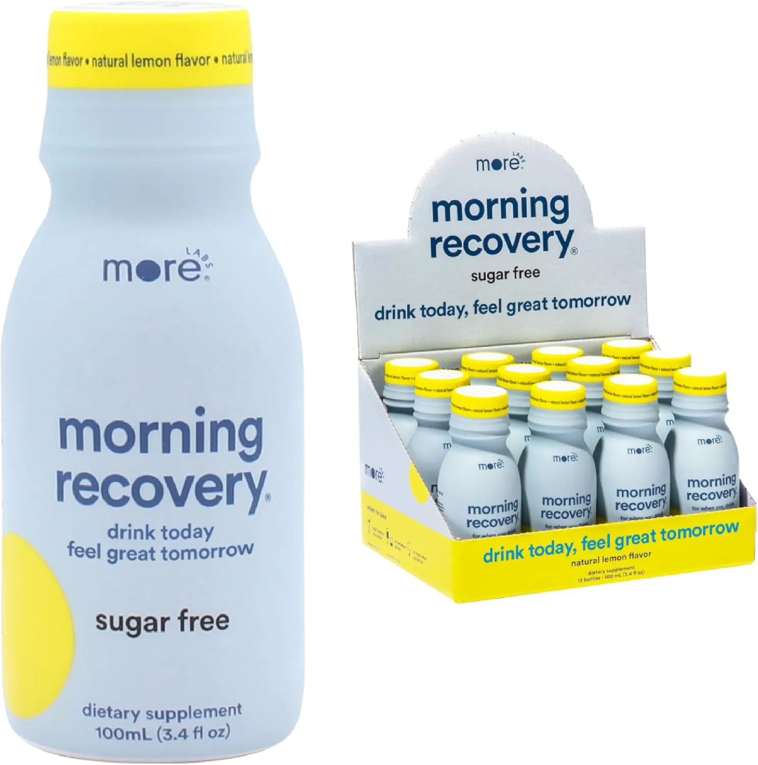 Morning Recovery Electrolyte, Milk Thistle Drink Proprietary Formulation to Hydrate While Drinking for Morning Recovery, Highly Soluble Liquid DHM, Sugar-Free Lemon, Pack of 12