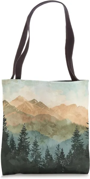 Mountain Landscape Nature Forest Pine Tree Tote Bag