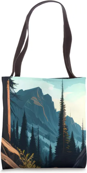 Mountain Wilderness Outdoor Pine Tree Hiking Earthy Forest Tote Bag