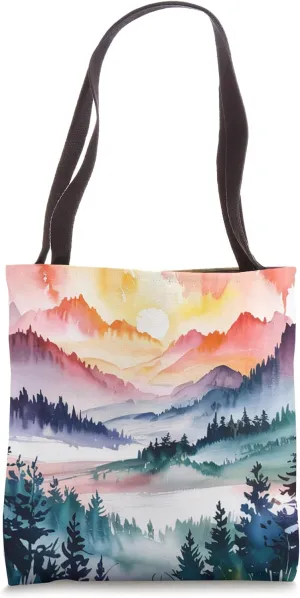 Mountains Wilderness Forest Hiking Evergreen Tree Nature Tote Bag