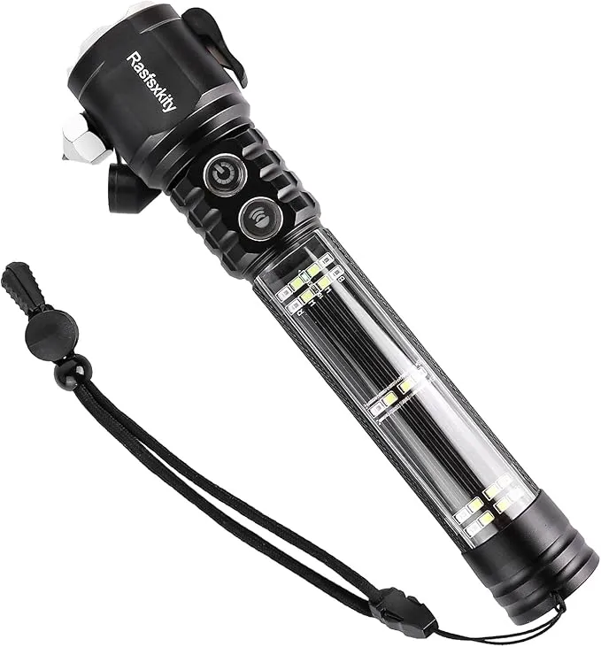 Multi-Function Emergency with Window Breaker and Seatbelt Cutter, LED Flashlight, Strobe SOS Beacon，Mobile Power，Alarm Rescue, 2024 Version，for car，Outdoor，Hiking, Fishing, Dog Walking