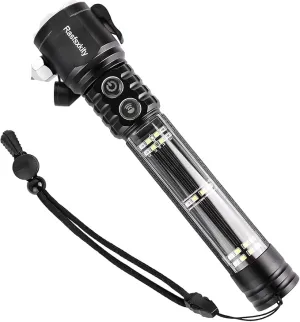 Multi-Function Emergency with Window Breaker and Seatbelt Cutter, LED Flashlight, Strobe SOS Beacon，Mobile Power，Alarm Rescue, 2024 Version，for car，Outdoor，Hiking, Fishing, Dog Walking
