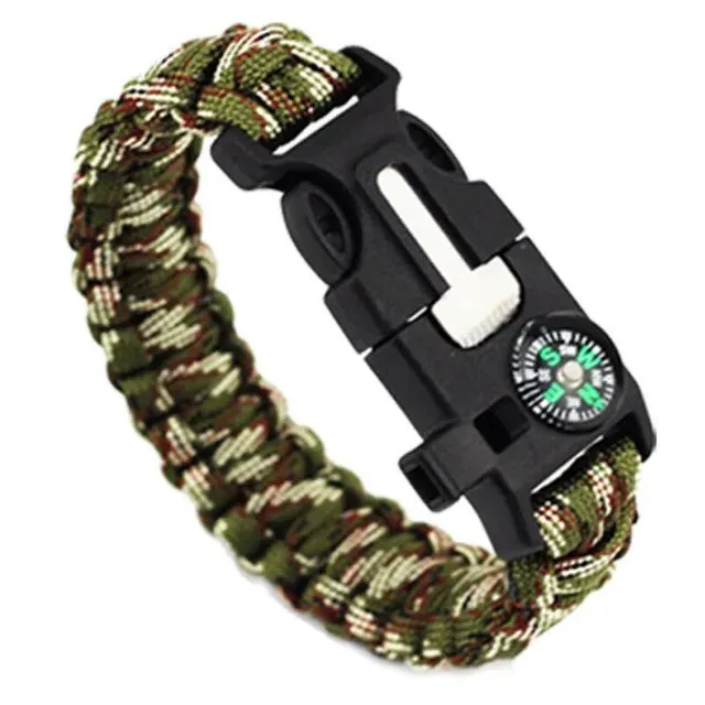 Multi-functional Paracord bracelet Braided  Survival Bracelet Outdoor Scraper Whistle buckle tools 550Ibs paracord for Outdoor