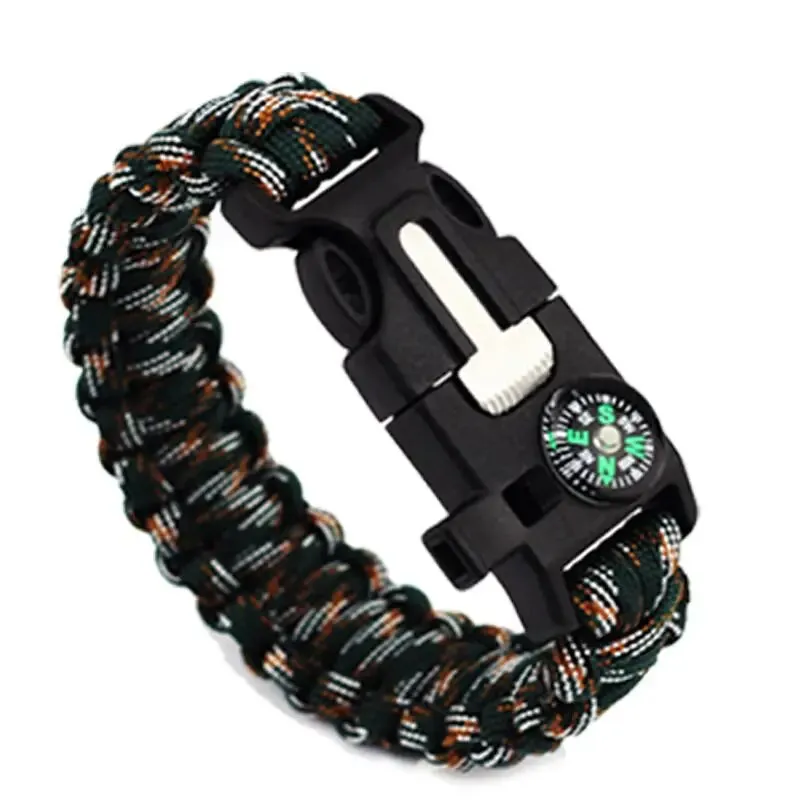 Multi-functional Paracord bracelet Braided  Survival Bracelet Outdoor Scraper Whistle buckle tools 550Ibs paracord for Outdoor