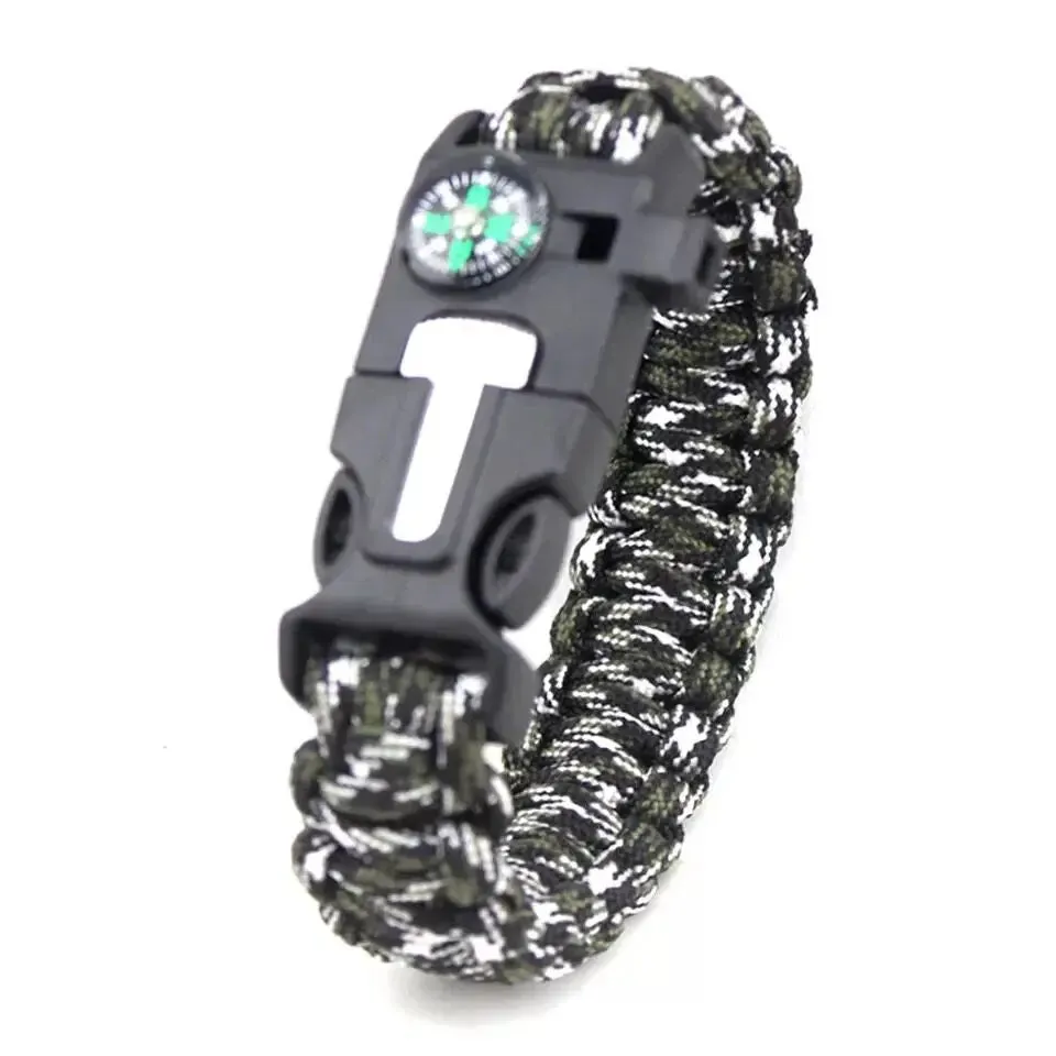 Multi-functional Paracord bracelet Braided  Survival Bracelet Outdoor Scraper Whistle buckle tools 550Ibs paracord for Outdoor