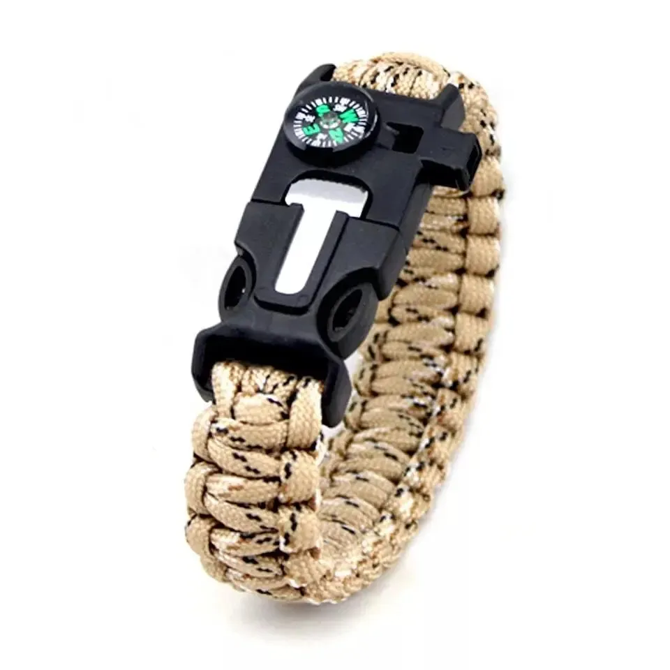 Multi-functional Paracord bracelet Braided  Survival Bracelet Outdoor Scraper Whistle buckle tools 550Ibs paracord for Outdoor