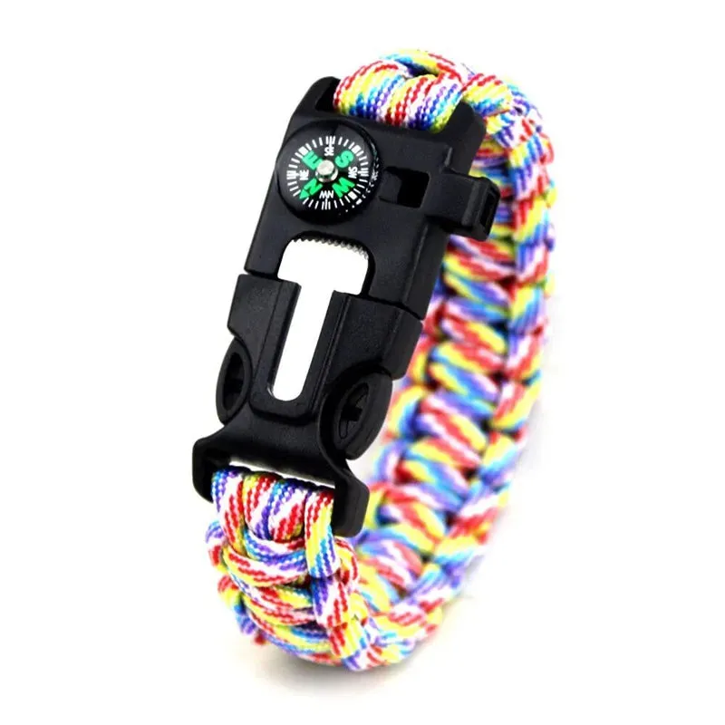 Multi-functional Paracord bracelet Braided  Survival Bracelet Outdoor Scraper Whistle buckle tools 550Ibs paracord for Outdoor
