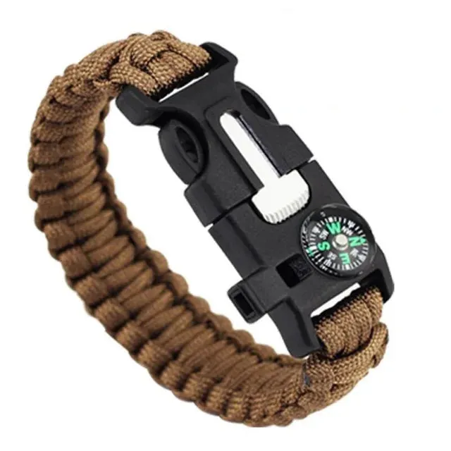 Multi-functional Paracord bracelet Braided  Survival Bracelet Outdoor Scraper Whistle buckle tools 550Ibs paracord for Outdoor