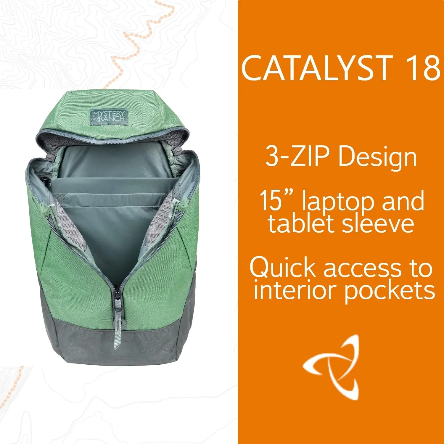 Mystery Ranch Catalyst 18L Travel Backpack with Tech Pocket for Everyday Carry and Adventures - Noble Fir