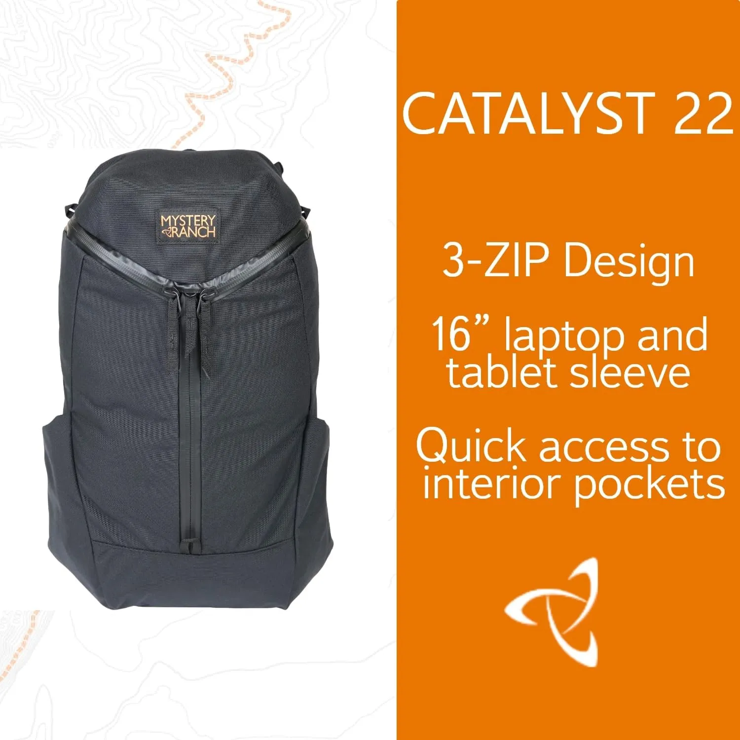 Mystery Ranch Catalyst 22L Travel Backpack with Tech Pocket for Everyday Carry and Adventures - Black