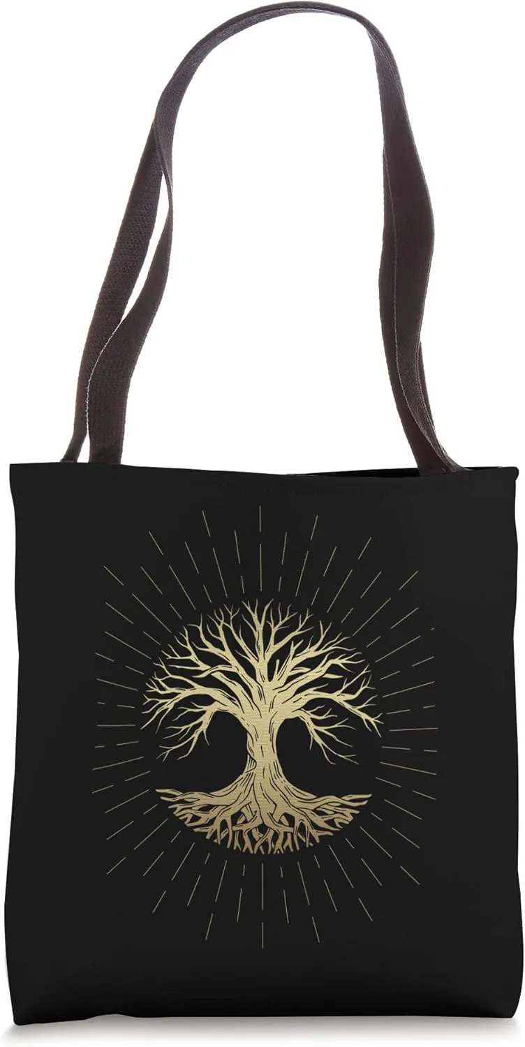 Mystical Golden Prosperity Gaia Tree Symbol Life Tote Bag