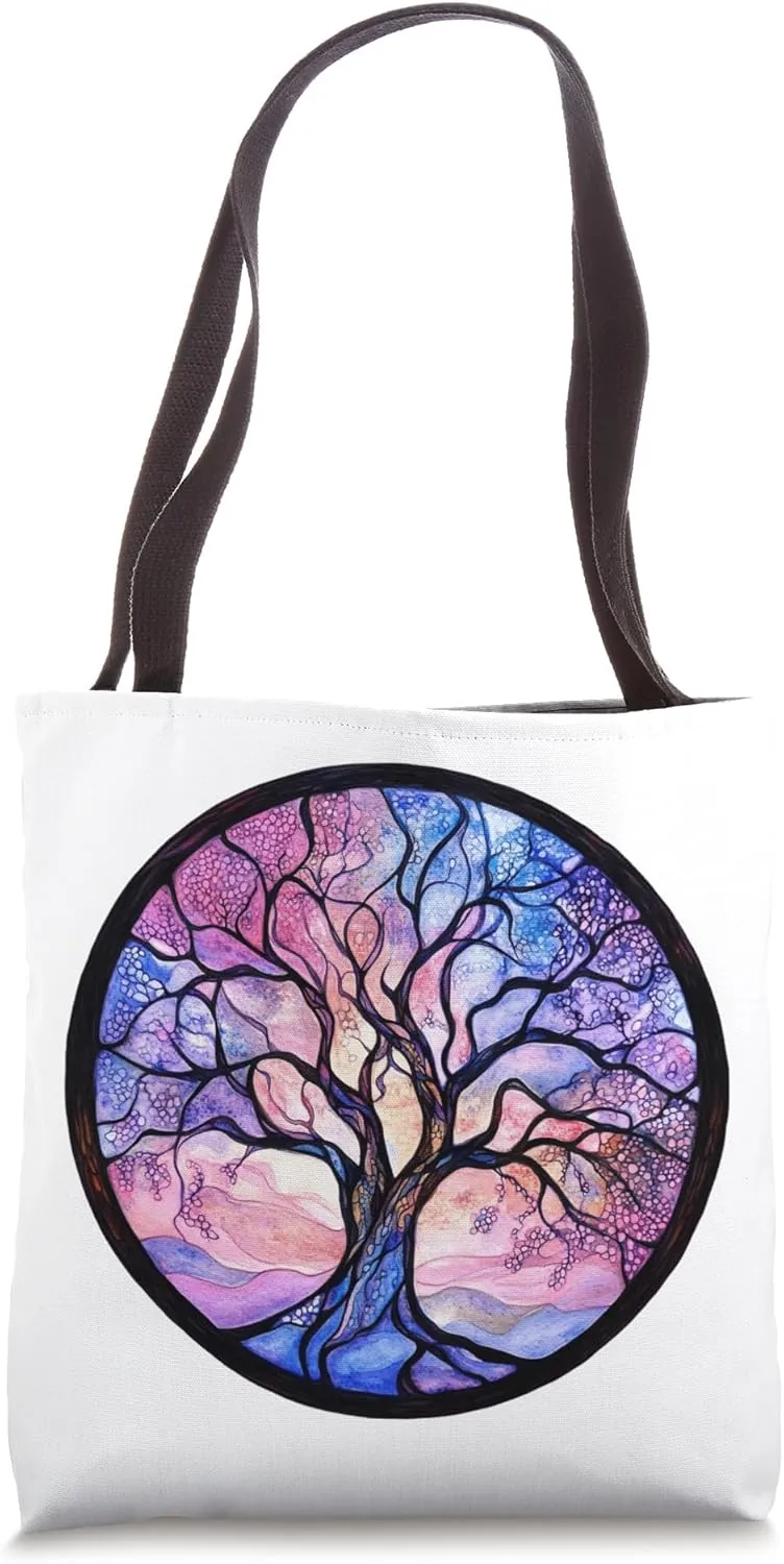 Mystical Tree of Life Symbol with Knotwork Design Tote Bag