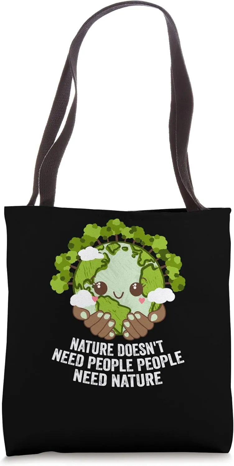 Nature Doesnt Need People Forest Ocean Jungle Sea Trees Tote Bag