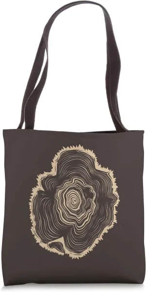 Nature Inspired Tree Rings Woodcut Art - Unique Forest Tote Bag