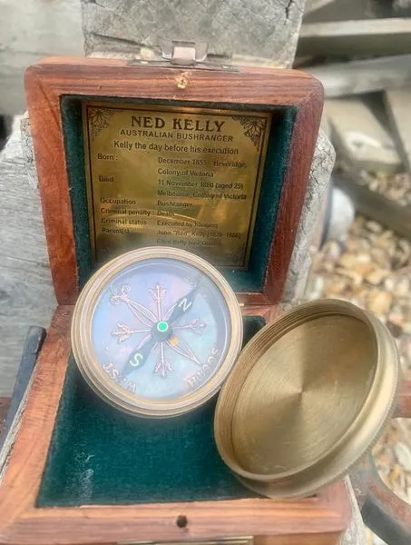 NED KELLY Compass - in wooden case