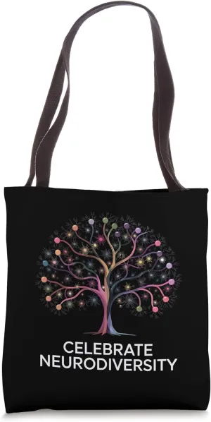 Neurodiversity Acceptance Month Colorful Brain Tree Graphic Tote Bag