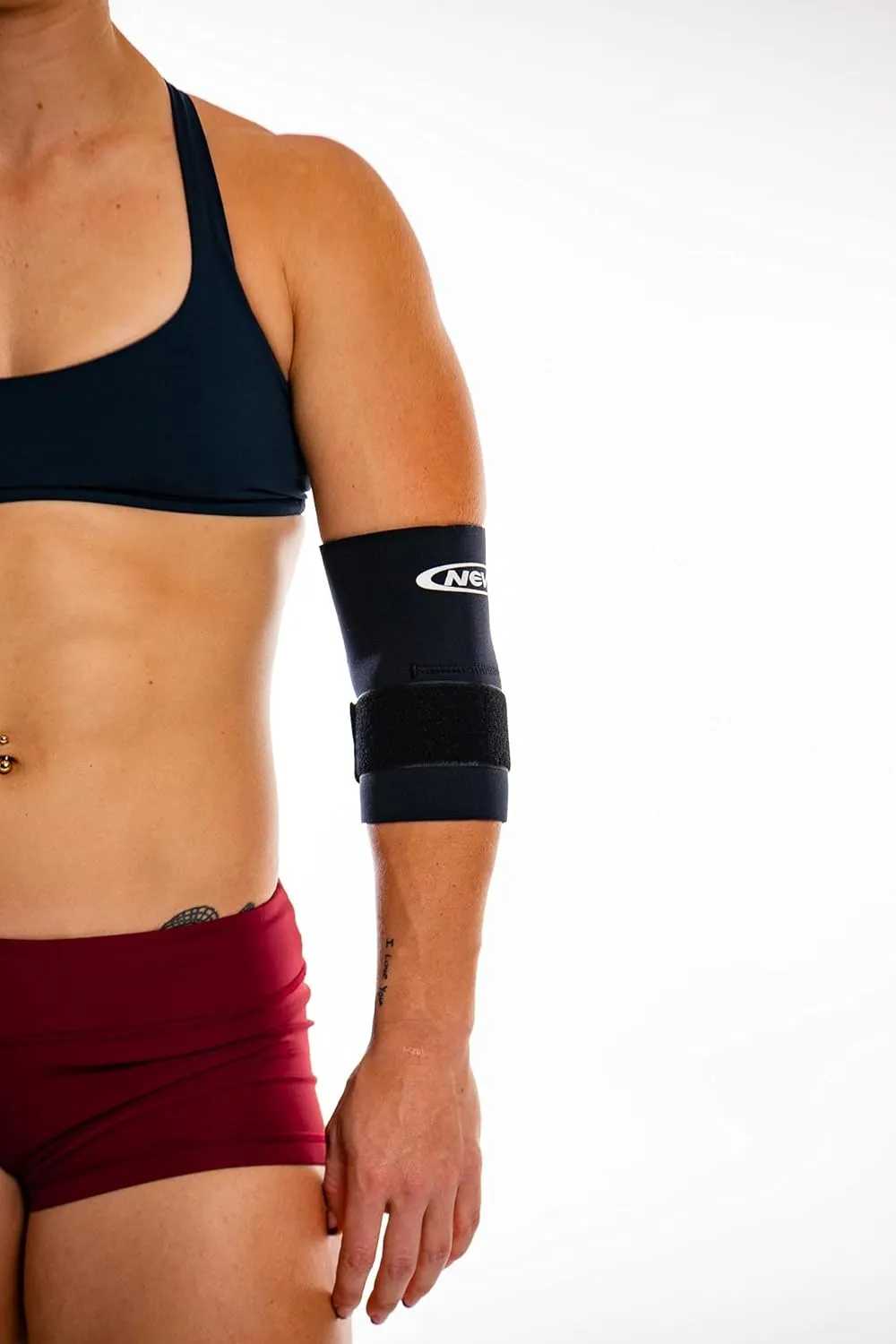 Nevin Sports Med Contoured Elbow Support w/Adjustable Strap (Black, Small)