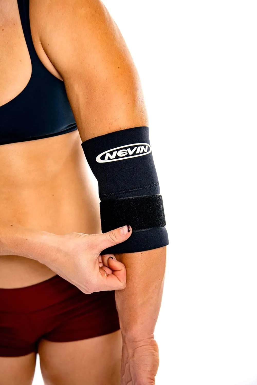 Nevin Sports Med Contoured Elbow Support w/Adjustable Strap (Black, Small)