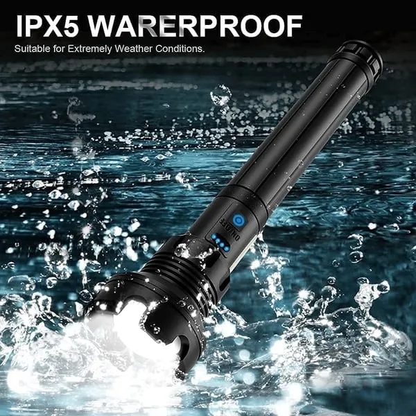 New 500W Powerful Zoom XHP70  LED Torch 4 CORE 100000 Lumens High Power Torch Rechargeable High Endurance Torch with 2PCS 26650 Rechargeable Battery