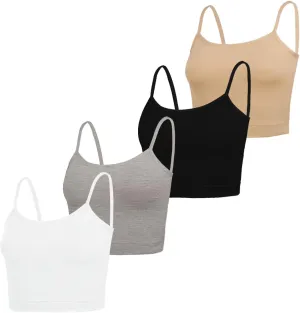 NEWITIN 4 Pack Spaghetti Strap Camisole Top Adjustable Strap Tank Top for Women Girls