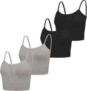 NEWITIN 4 Pack Spaghetti Strap Camisole Top Adjustable Strap Tank Top for Women Girls