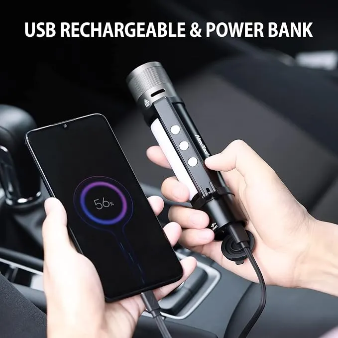 NexTool Rechargeable LED Flashlight, Waterproof, Zoomable, Magnetic, USB Charging, 1000 Lumens, 360 Rotation, 240m Irradiation Distance