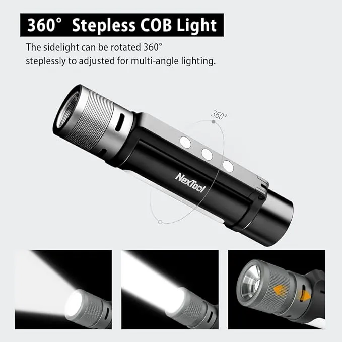 NexTool Rechargeable LED Flashlight, Waterproof, Zoomable, Magnetic, USB Charging, 1000 Lumens, 360 Rotation, 240m Irradiation Distance