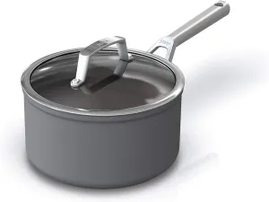 Ninja C30235 Foodi NeverStick Premium 3.5-Quart Saucepan with Glass Lid, Hard-Anodized, Nonstick, Durable & Oven Safe to 500°F, Slate Grey