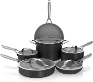 Ninja Ceramic Pro 11-Piece Cookware Set, Non-Stick Pots & Pans Set with Glass Lids, PTFE Free, Ceramic Coated, Oven Safe, All Stovetops & Induction Compatible, Black, CW39011BK