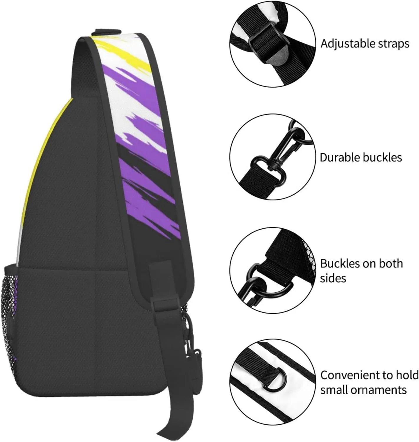 Nonbinary Pride Flag Sling Backpack Multipurpose Chest Bag Hiking Travel Daypack Crossbody Shoulder Bag Outdoor