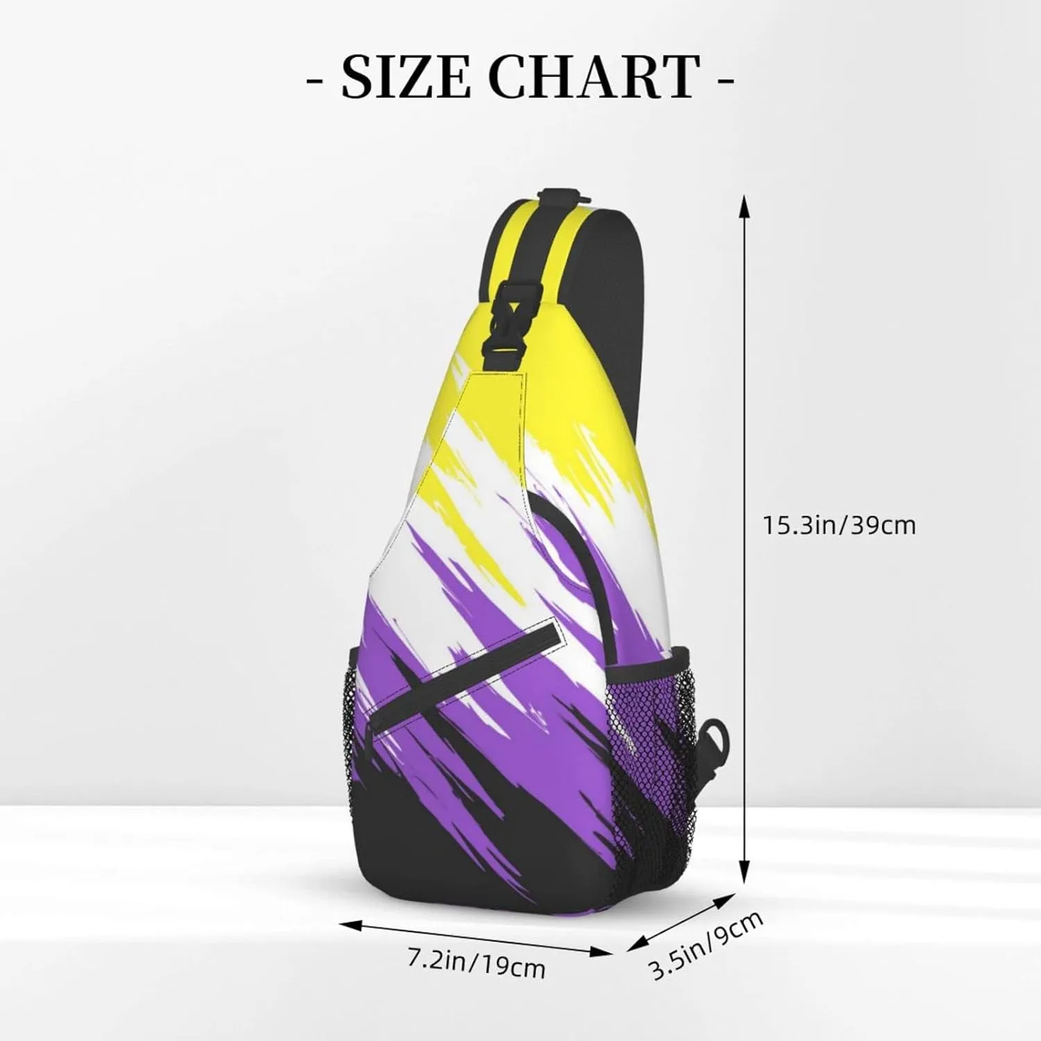 Nonbinary Pride Flag Sling Backpack Multipurpose Chest Bag Hiking Travel Daypack Crossbody Shoulder Bag Outdoor