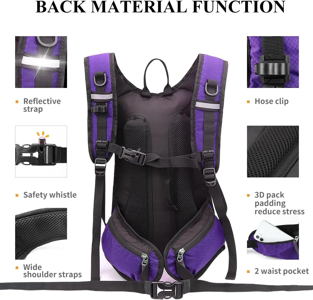 NONSAR Hydration Backpack, Hiking Backpack with 3L Water Bladder, Lightweight Insulation Hydration Pack, Water Backpack for Hiking, Cycling, Running, Festival, Camping for Men Women