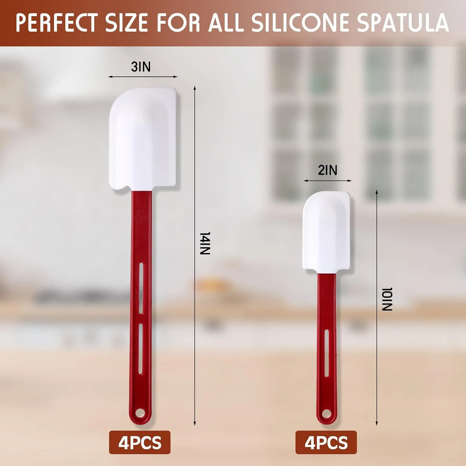 Norme 8 Pcs High Temp Silicone Spatulas Heat Resistant Rubber Spatula Commercial Silicone Scraper with Handle for Kitchen Cook Baking Mixing Utensil, Dishwasher Safe (10 Inch,14 Inch)