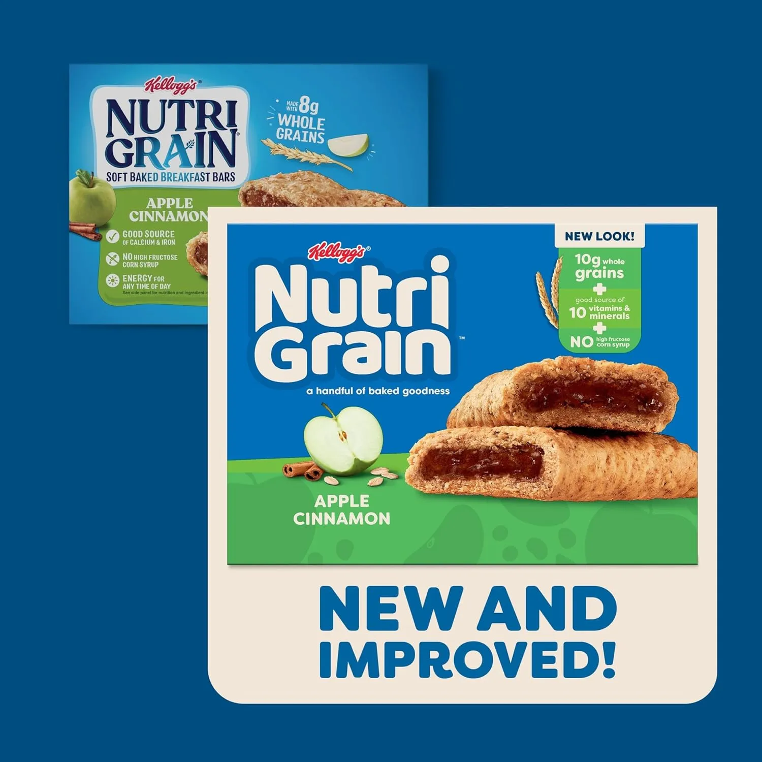 Nutri-Grain Soft Baked Breakfast Bars, Made with Whole Grains, Kids Snacks, Value Pack, Apple Cinnamon (3 Boxes, 48 Count)