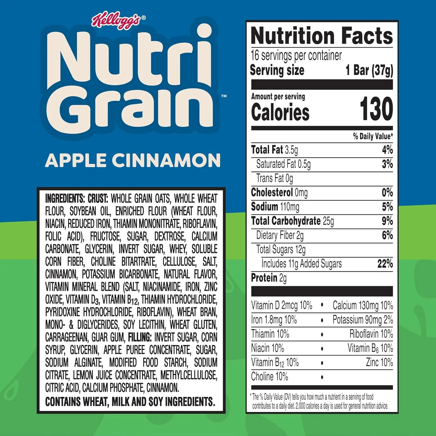 Nutri-Grain Soft Baked Breakfast Bars, Made with Whole Grains, Kids Snacks, Value Pack, Apple Cinnamon (3 Boxes, 48 Count)