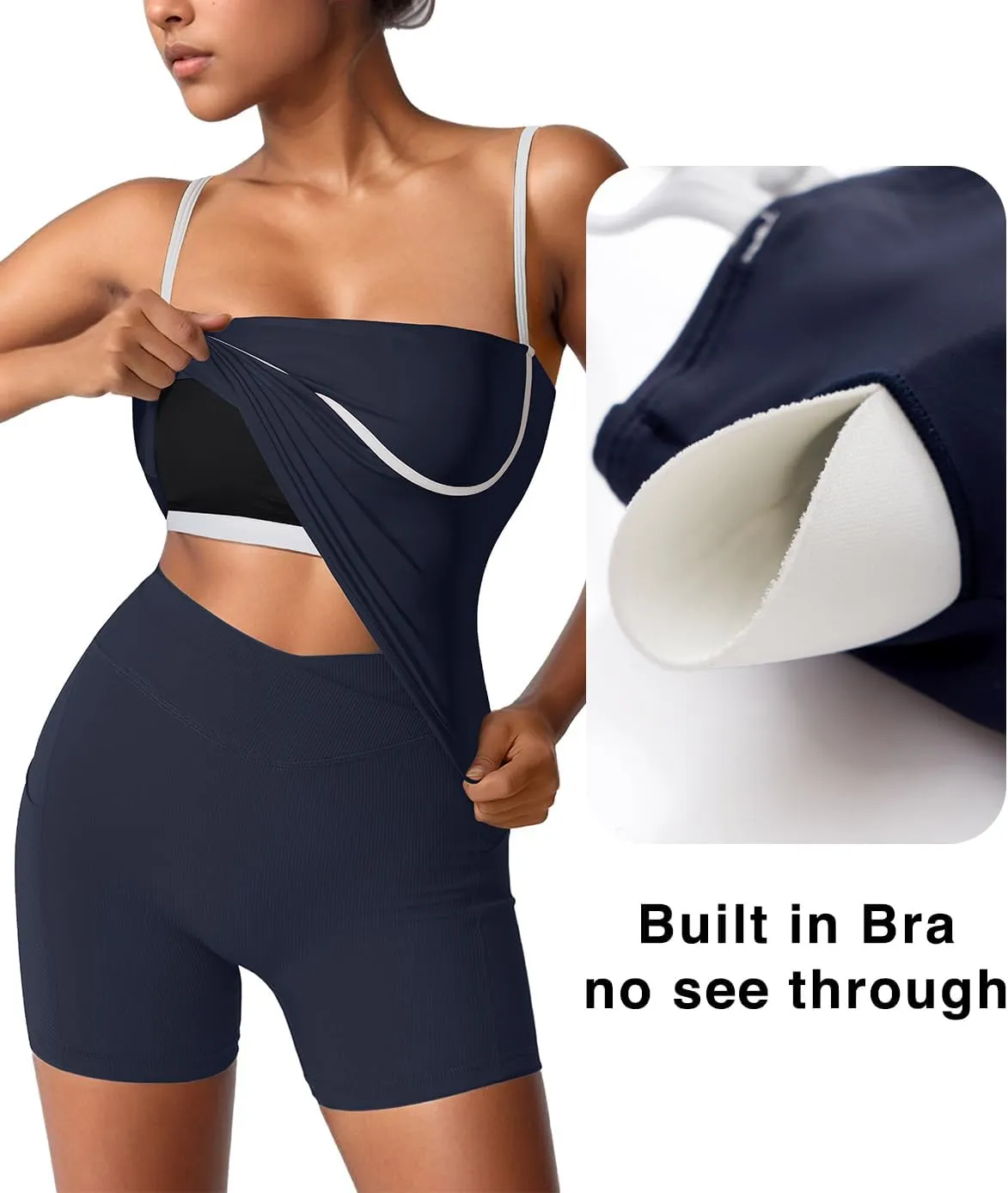 OMKAGI Womens Workout Tank Tops Adjustable Strap Longline Sports Bra Padded Sleeveless Top